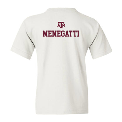 Texas A&M - NCAA Women's Track & Field : Bradie Menegatti - White Out 2026 Youth T-Shirt-1