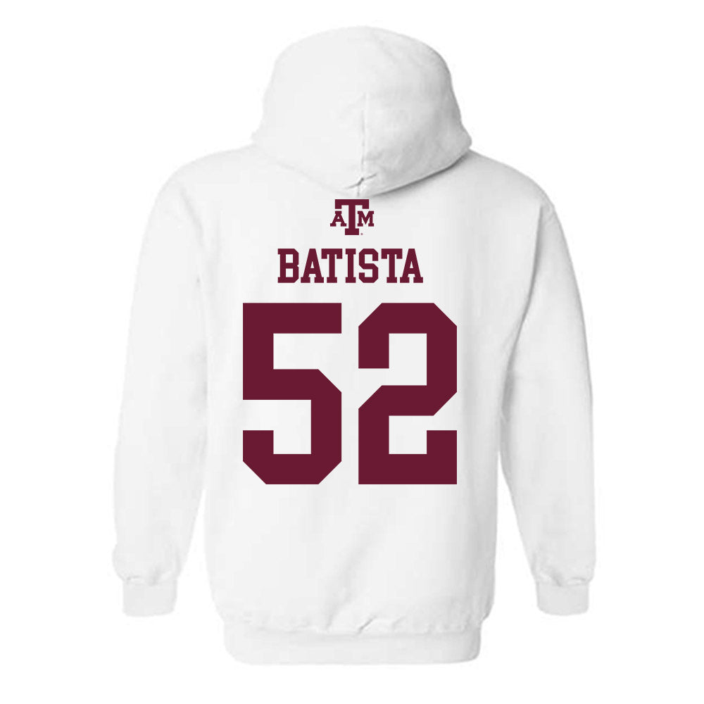 Texas A&M - NCAA Baseball : Elijah Batista - White Out 2026 Hooded Sweatshirt-1