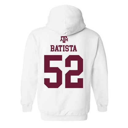 Texas A&M - NCAA Baseball : Elijah Batista - White Out 2026 Hooded Sweatshirt-1