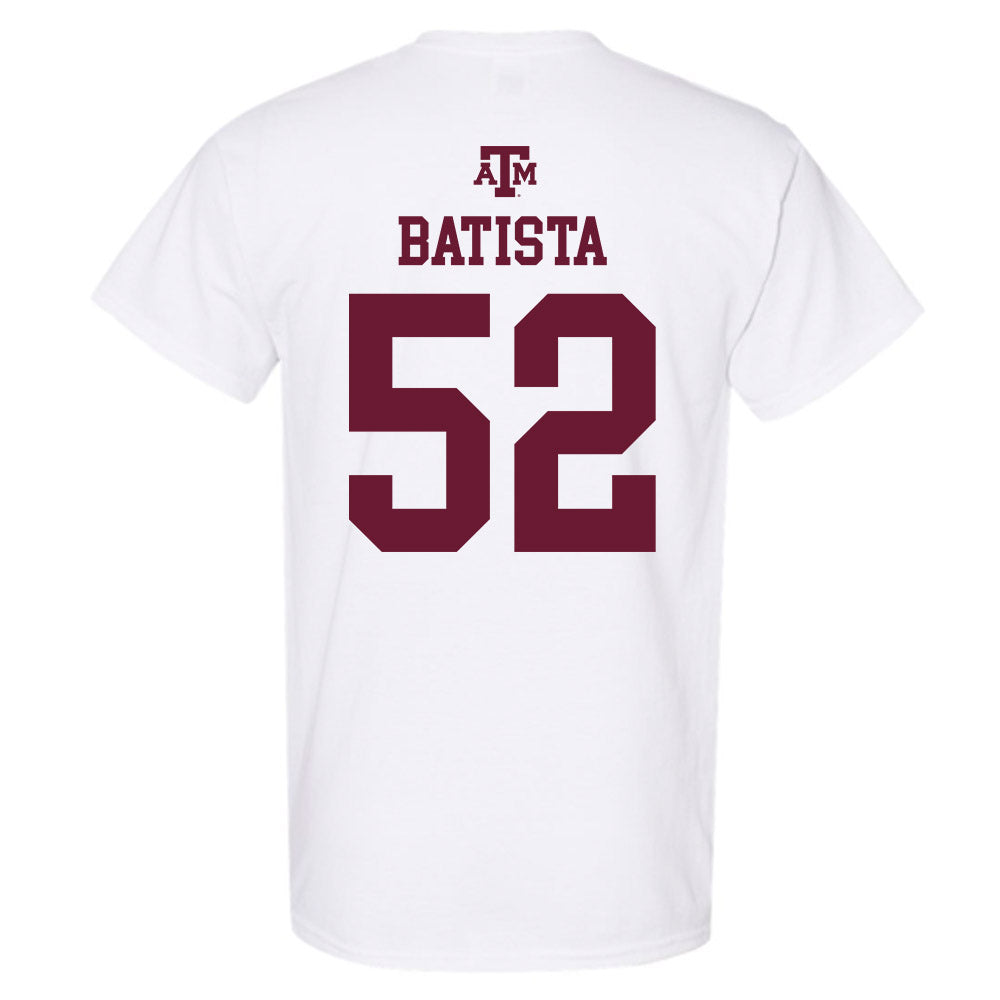 Texas A&M - NCAA Baseball : Elijah Batista - White Out 2026 T-Shirt-1