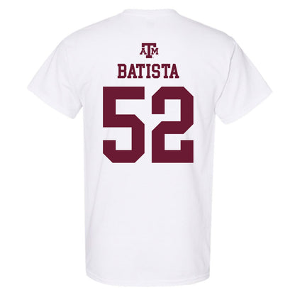 Texas A&M - NCAA Baseball : Elijah Batista - White Out 2026 T-Shirt-1