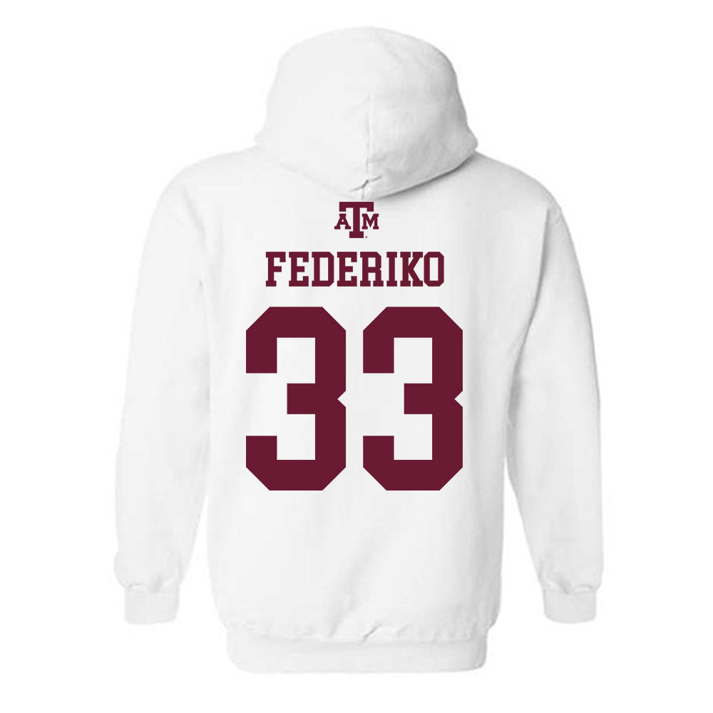 Texas A&M - NCAA Men's Basketball : Federiko Federiko - White Out 2026 Hooded Sweatshirt-1