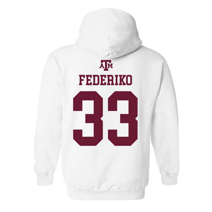 Texas A&M - NCAA Men's Basketball : Federiko Federiko - White Out 2026 Hooded Sweatshirt-1
