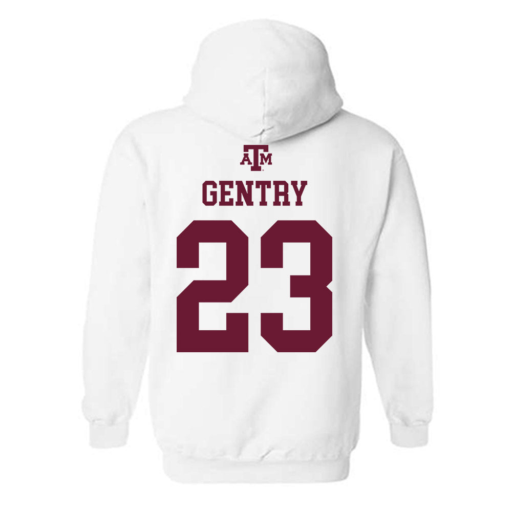 Texas A&M - NCAA Women's Basketball : Gianna Gentry - White Out 2026 Hooded Sweatshirt-1