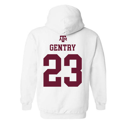 Texas A&M - NCAA Women's Basketball : Gianna Gentry - White Out 2026 Hooded Sweatshirt-1