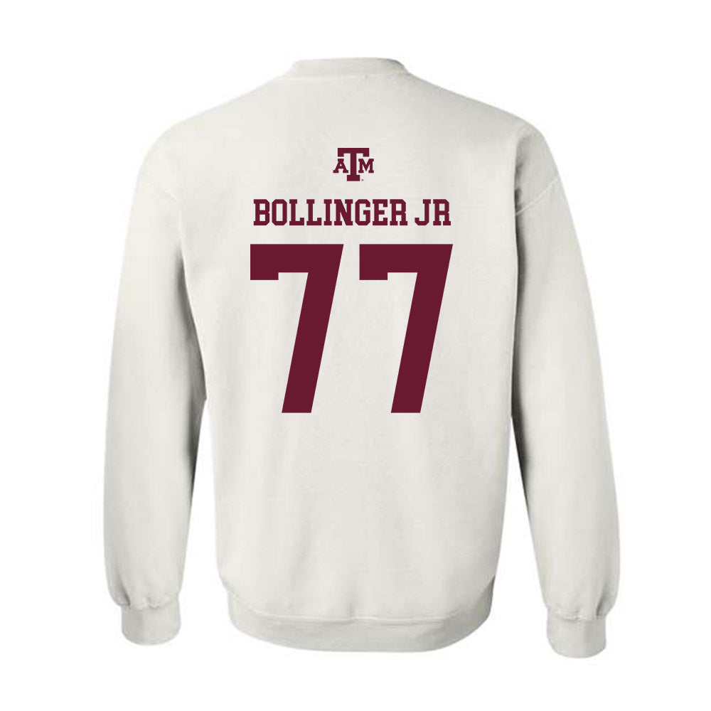 Texas A&M - NCAA Baseball : Michael Bollinger Jr - White Out 2026 Crewneck Sweatshirt-1