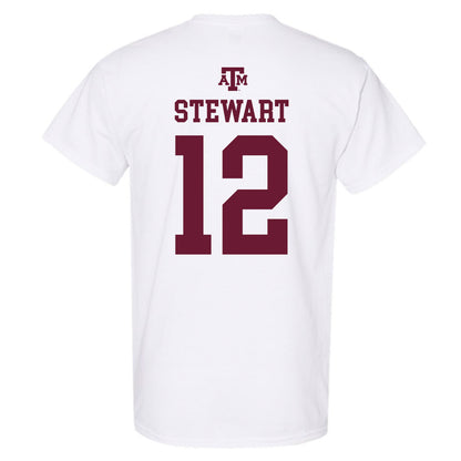 Texas A&M - NCAA Baseball : Joshua Stewart - White Out 2026 T-Shirt-1