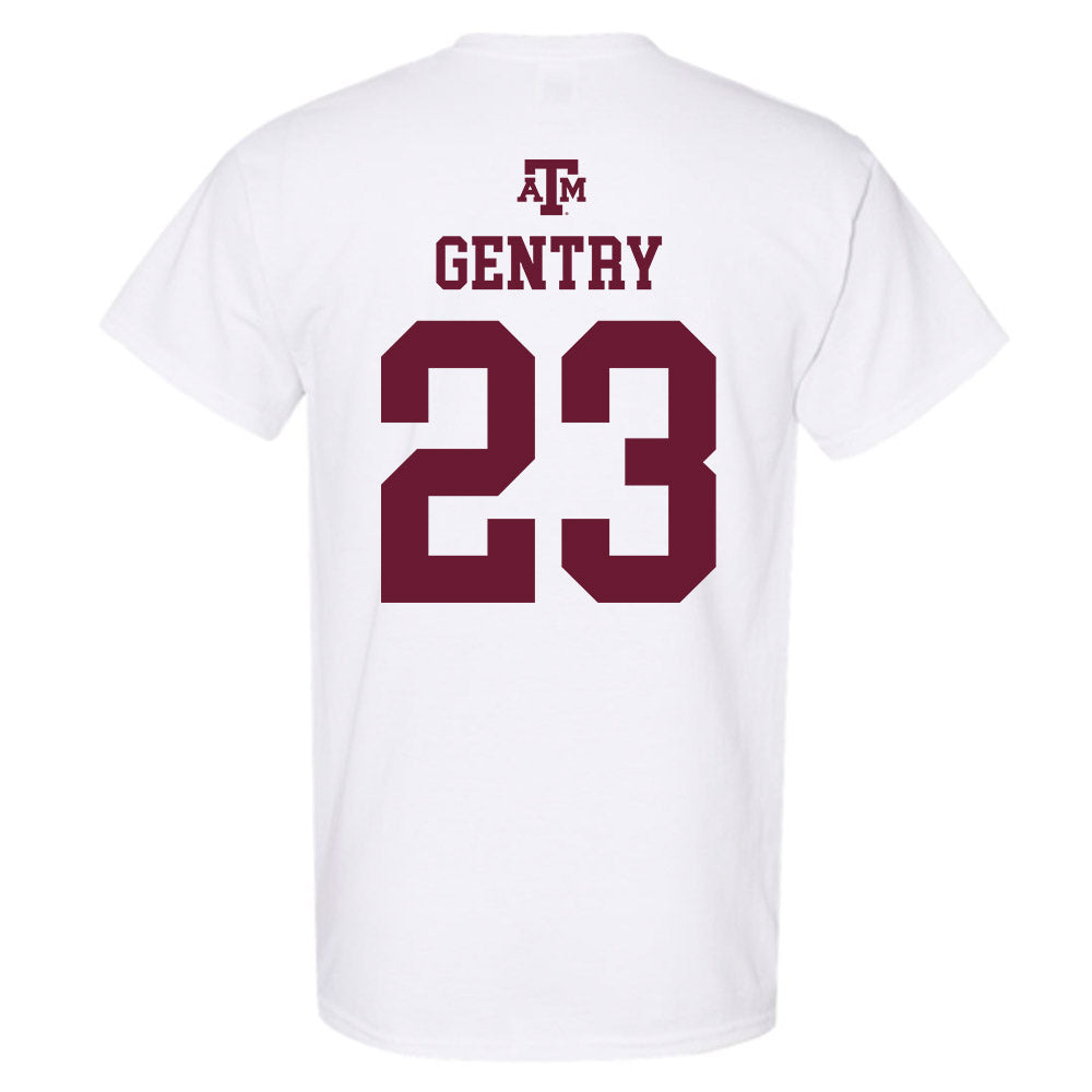Texas A&M - NCAA Women's Basketball : Gianna Gentry - White Out 2026 T-Shirt-1