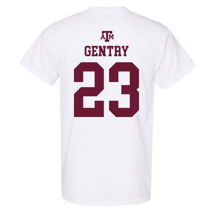 Texas A&M - NCAA Women's Basketball : Gianna Gentry - White Out 2026 T-Shirt-1