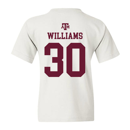 Texas A&M - NCAA Football : Solomon Williams - White Out 2026 Youth T-Shirt-1