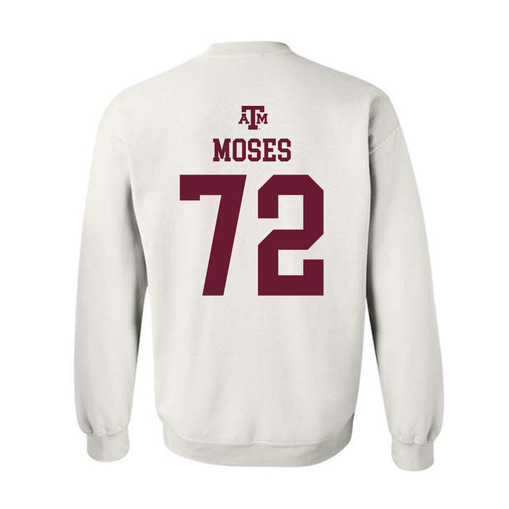 Texas A&M - NCAA Football : Joshua Moses - White Out 2026 Crewneck Sweatshirt-1