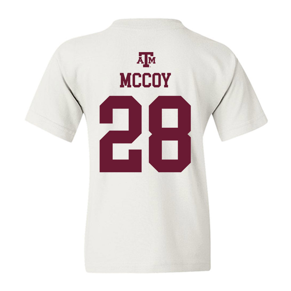 Texas A&M - NCAA Baseball : Caden McCoy - White Out 2026 Youth T-Shirt-1