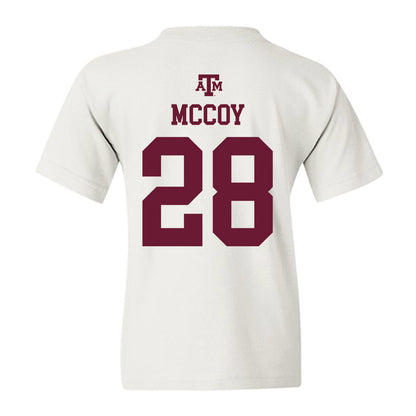 Texas A&M - NCAA Baseball : Caden McCoy - White Out 2026 Youth T-Shirt-1