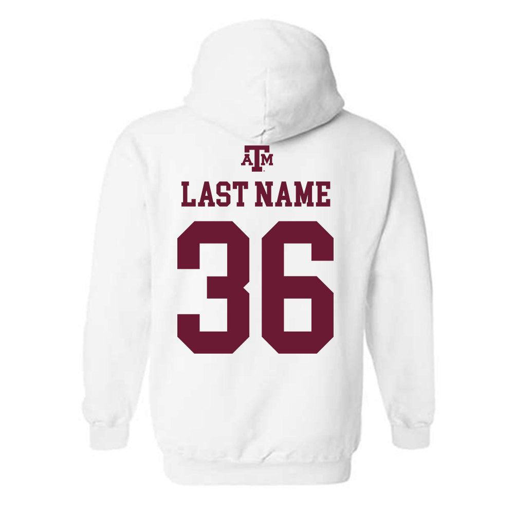 Texas A&M - NCAA Baseball : Cole Hubert - White Out 2026 Hooded Sweatshirt-1