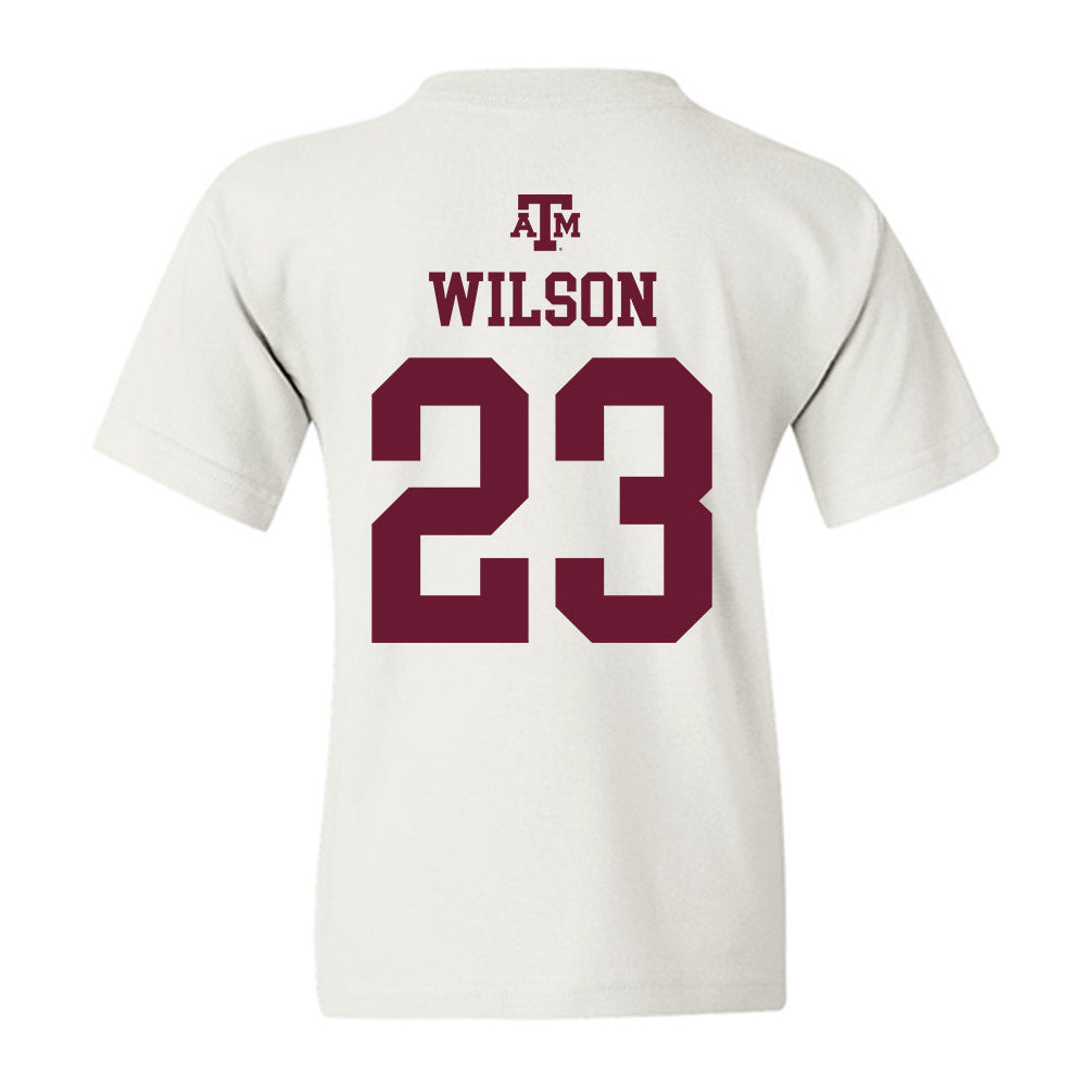 Texas A&M - NCAA Baseball : Jorian Wilson - White Out 2026 Youth T-Shirt-1