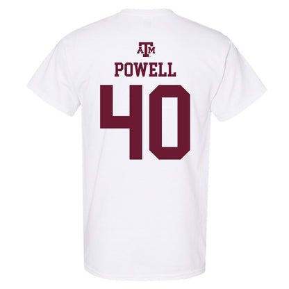 Texas A&M - NCAA Baseball : Cooper Powell - White Out 2026 T-Shirt-1