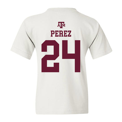Texas A&M - NCAA Softball : Mya Perez - White Out 2026 Youth T-Shirt-1