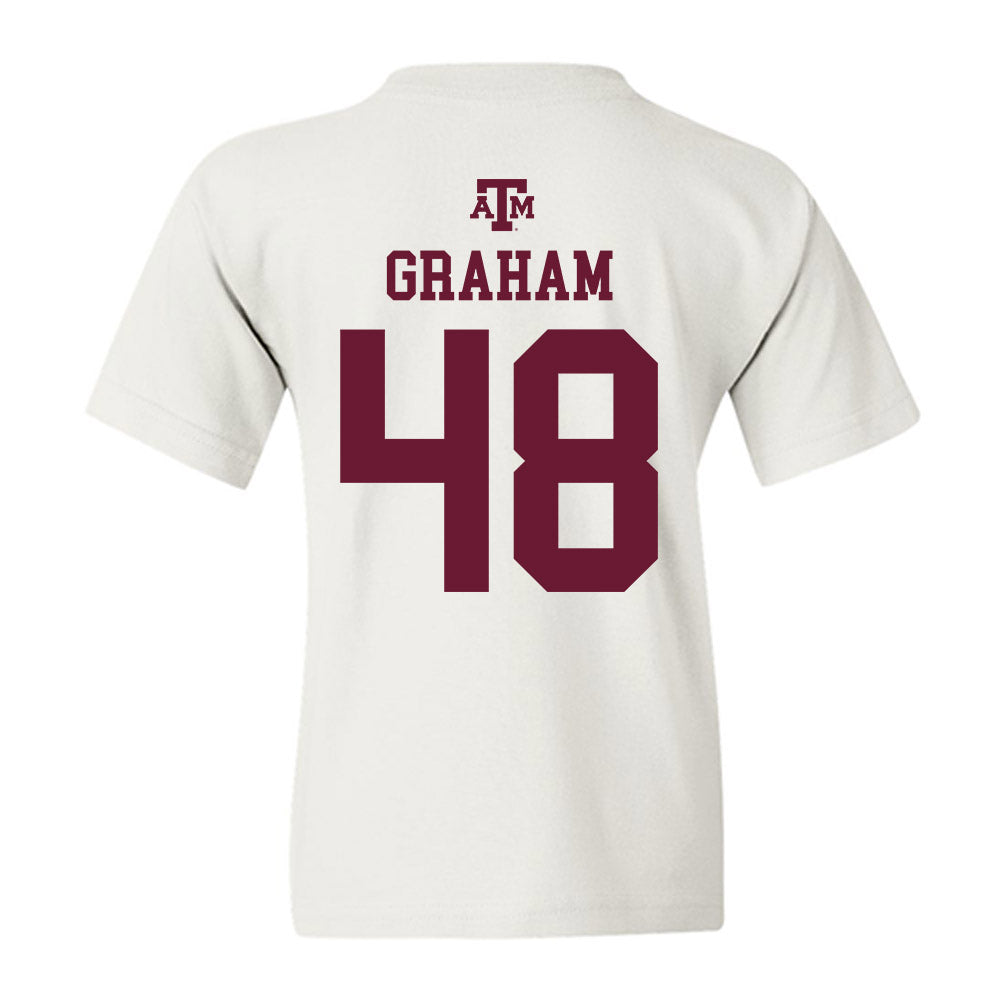 Texas A&M - NCAA Football : Jacob Graham - White Out 2026 Youth T-Shirt-1