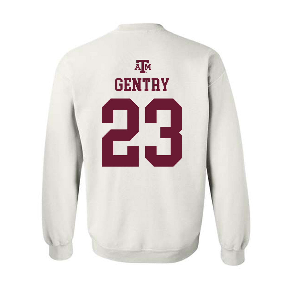 Texas A&M - NCAA Women's Basketball : Gianna Gentry - White Out 2026 Crewneck Sweatshirt-1