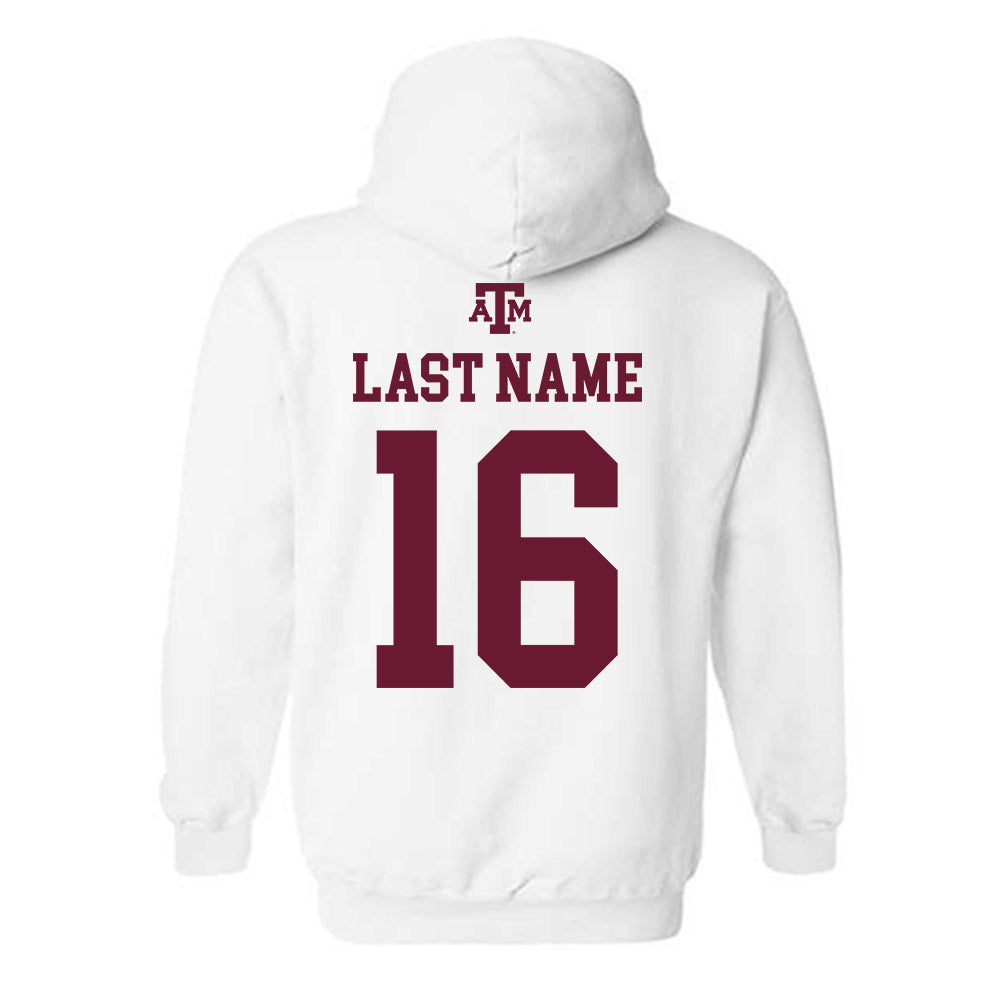Texas A&M - NCAA Baseball : Bear Harrison - White Out 2026 Hooded Sweatshirt-1