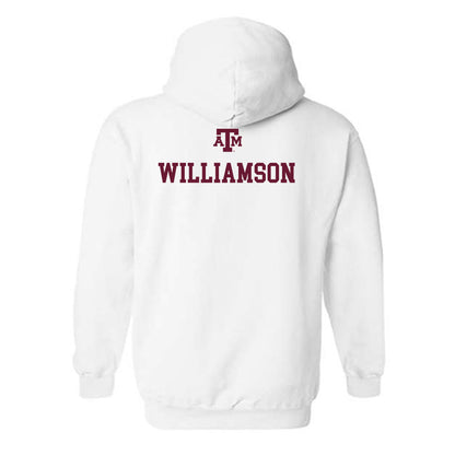 Texas A&M - NCAA Women's Swimming & Diving : Eloise Williamson - White Out 2026 Hooded Sweatshirt-1