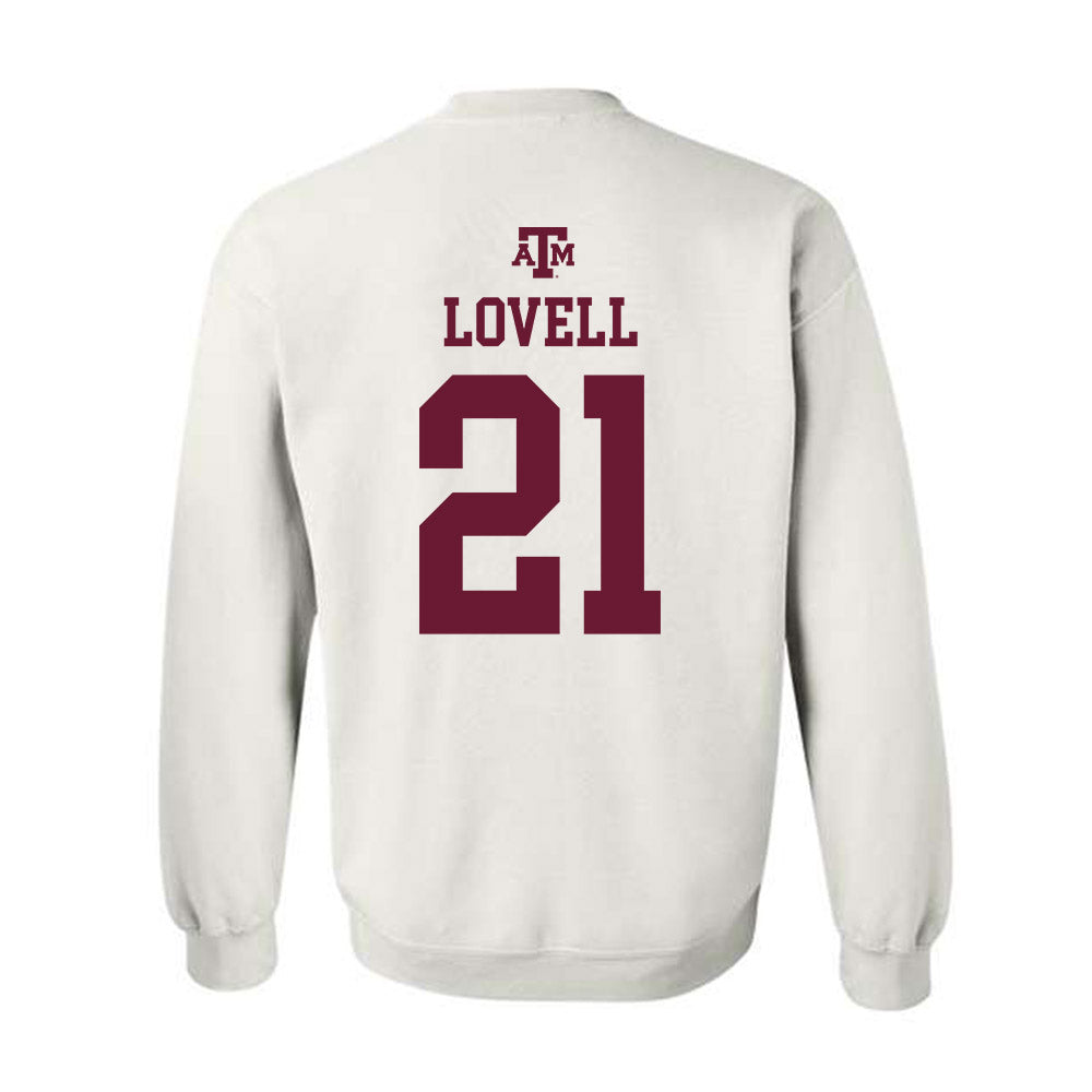 Texas A&M - NCAA Softball : Scout Lovell - White Out 2026 Crewneck Sweatshirt-1