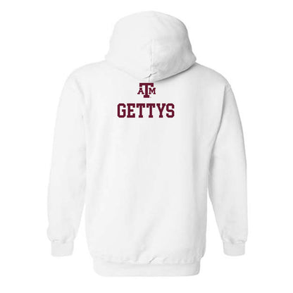 Texas A&M - NCAA Men's Swimming & Diving : Bucky Gettys - White Out 2026 Hooded Sweatshirt-1