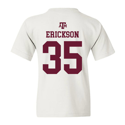 Texas A&M - NCAA Baseball : Sam Erickson - White Out 2026 Youth T-Shirt-1