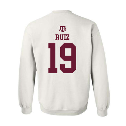 Texas A&M - NCAA Women's Soccer : Samantha Ruiz - White Out 2026 Crewneck Sweatshirt-1