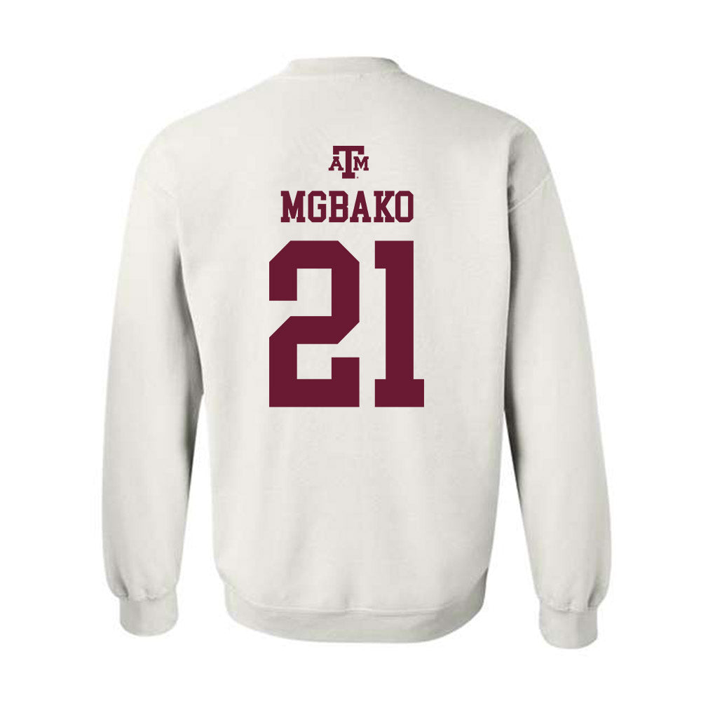 Texas A&M - NCAA Men's Basketball : Mackenzie Mgbako - White Out 2026 Crewneck Sweatshirt-1
