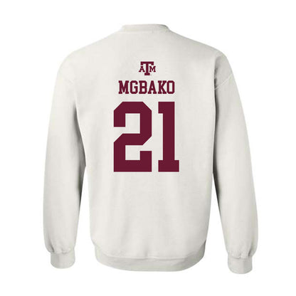 Texas A&M - NCAA Men's Basketball : Mackenzie Mgbako - White Out 2026 Crewneck Sweatshirt-1