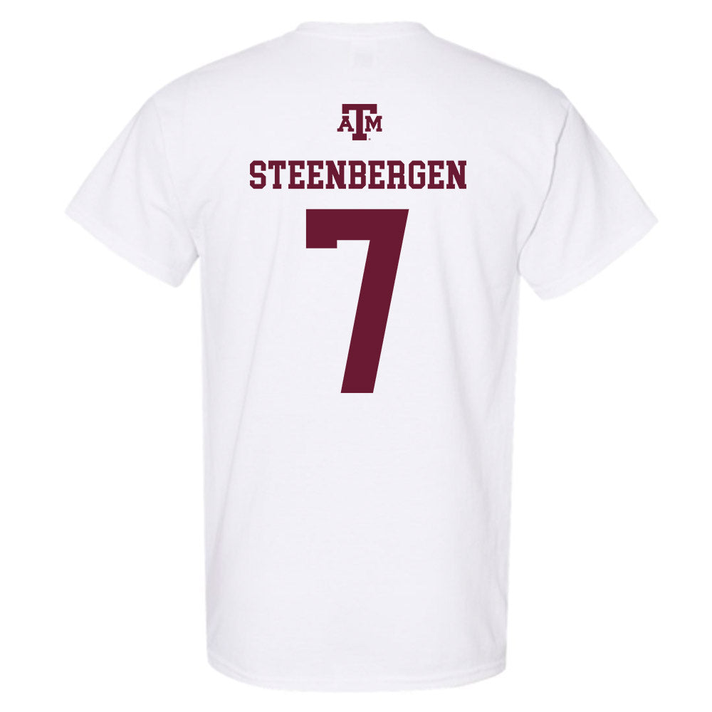 Texas A&M - NCAA Women's Basketball : Pien Steenbergen - White Out 2026 T-Shirt-1