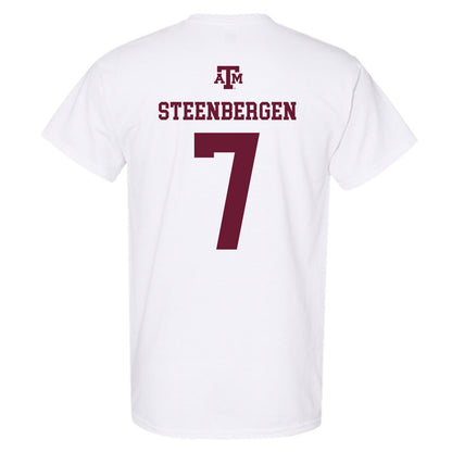 Texas A&M - NCAA Women's Basketball : Pien Steenbergen - White Out 2026 T-Shirt-1