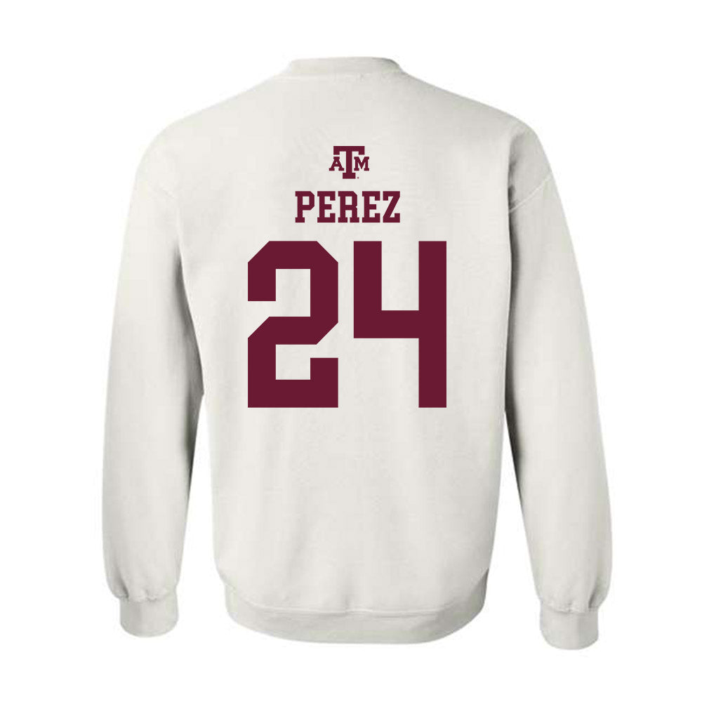 Texas A&M - NCAA Softball : Mya Perez - White Out 2026 Crewneck Sweatshirt-1