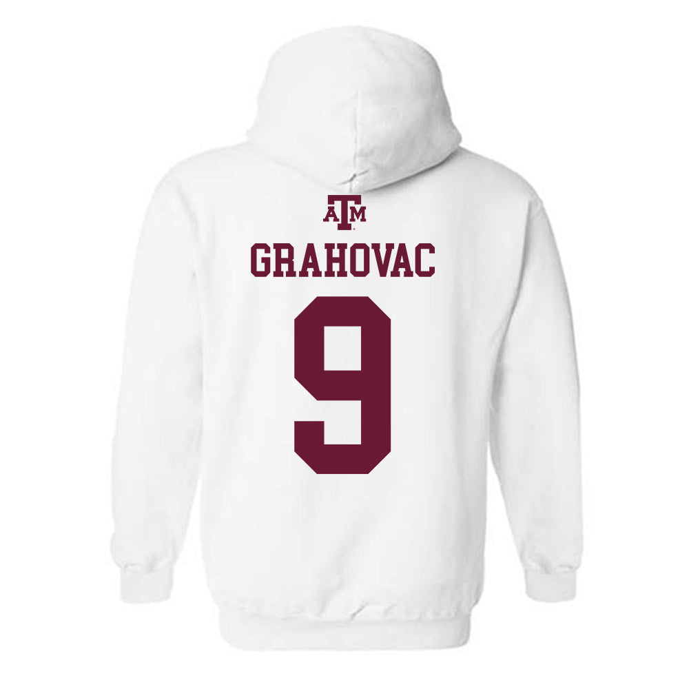 Texas A&M - NCAA Baseball : Gavin Grahovac - White Out 2026 Hooded Sweatshirt-1