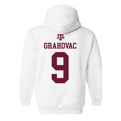 Texas A&M - NCAA Baseball : Gavin Grahovac - White Out 2026 Hooded Sweatshirt-1