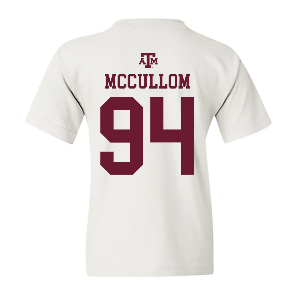 Texas A&M - NCAA Football : Angelo McCullom - White Out 2026 Youth T-Shirt-1
