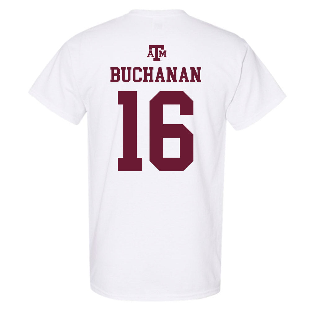 Texas A&M - NCAA Women's Soccer : Trinity Buchanan - White Out 2026 T-Shirt-1