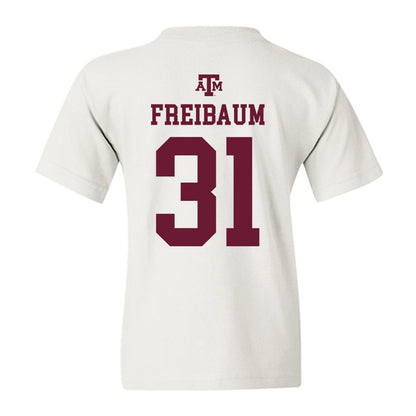 Texas A&M - NCAA Football : Shea Freibaum - White Out 2026 Youth T-Shirt-1