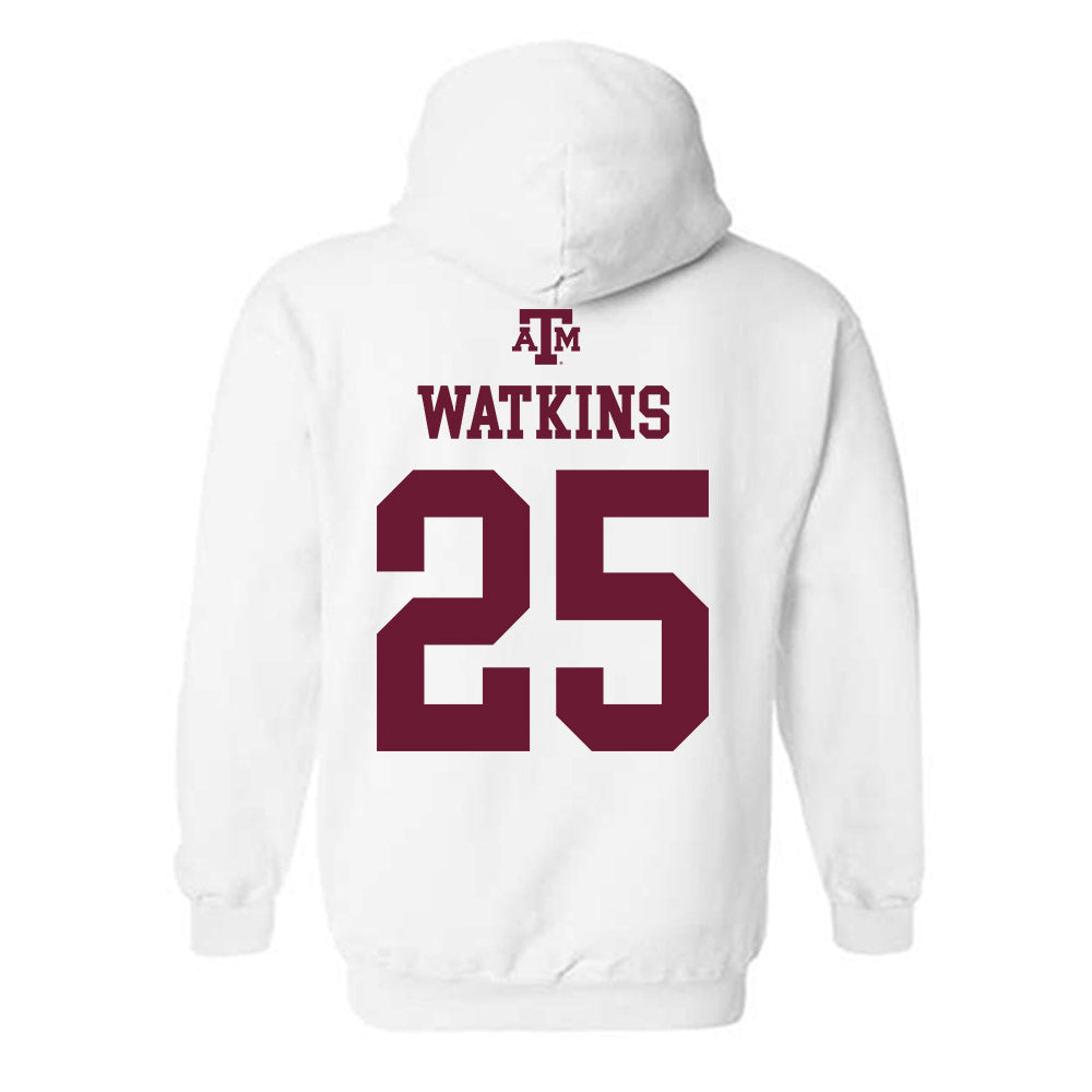 Texas A&M - NCAA Football : Tamarion Watkins - White Out 2026 Hooded Sweatshirt-1