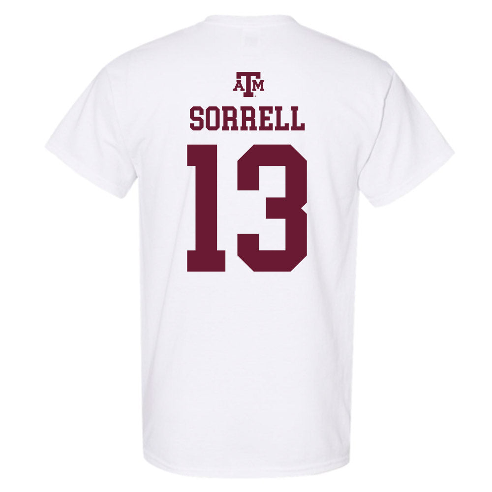 Texas A&M - NCAA Baseball : Caden Sorrell - White Out 2026 T-Shirt-1