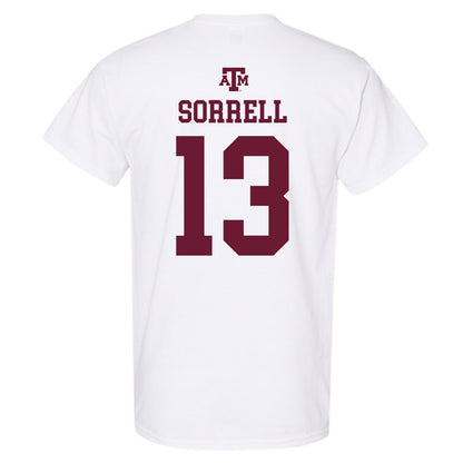 Texas A&M - NCAA Baseball : Caden Sorrell - White Out 2026 T-Shirt-1