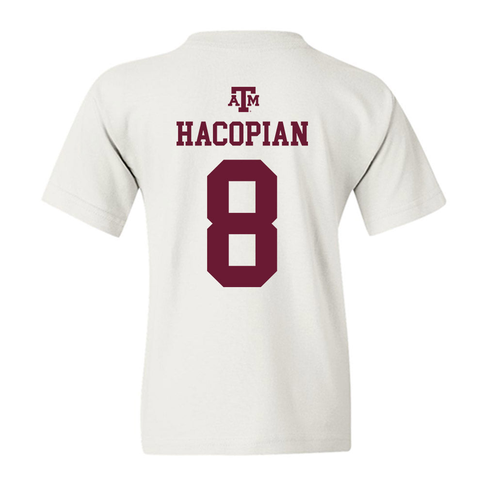 Texas A&M - NCAA Baseball : Christopher Hacopian - White Out 2026 Youth T-Shirt-1