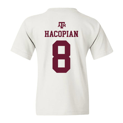 Texas A&M - NCAA Baseball : Christopher Hacopian - White Out 2026 Youth T-Shirt-1