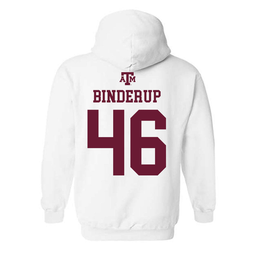 Texas A&M - NCAA Baseball : Blake Binderup - White Out 2026 Hooded Sweatshirt-1