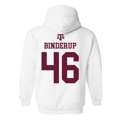 Texas A&M - NCAA Baseball : Blake Binderup - White Out 2026 Hooded Sweatshirt-1