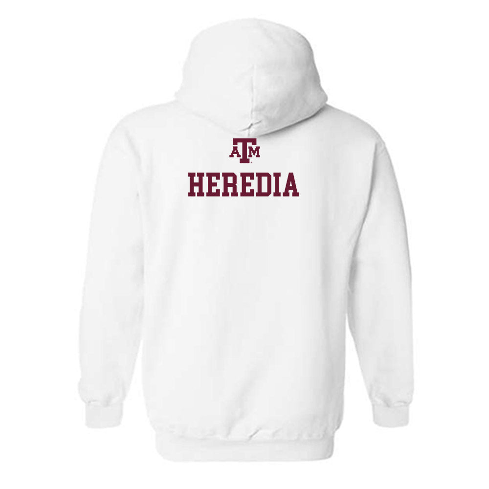 Texas A&M - NCAA Men's Track & Field : Diego Heredia - White Out 2026 Hooded Sweatshirt-1