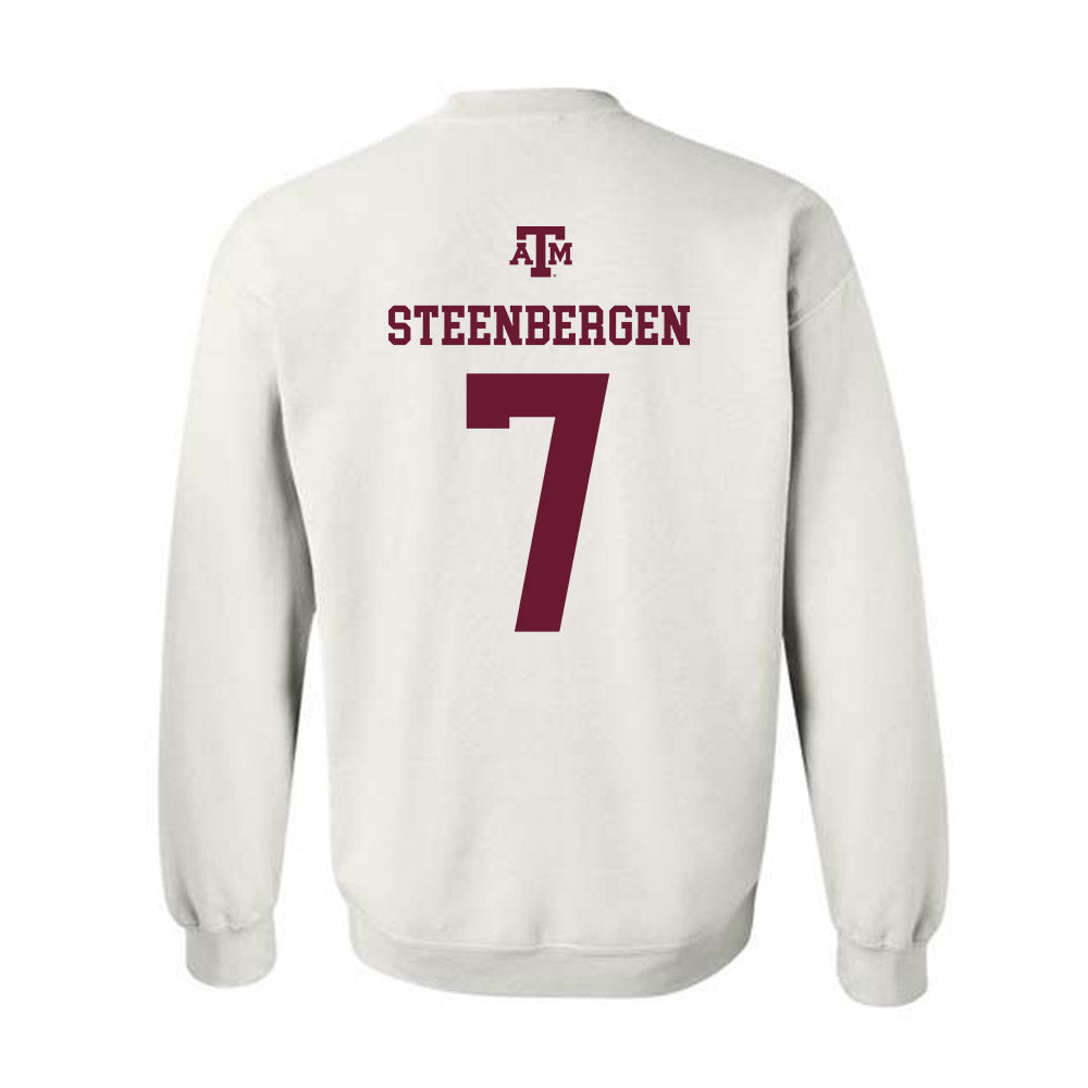Texas A&M - NCAA Women's Basketball : Pien Steenbergen - White Out 2026 Crewneck Sweatshirt-1