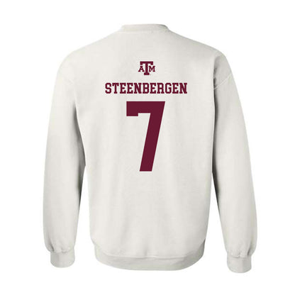 Texas A&M - NCAA Women's Basketball : Pien Steenbergen - White Out 2026 Crewneck Sweatshirt-1