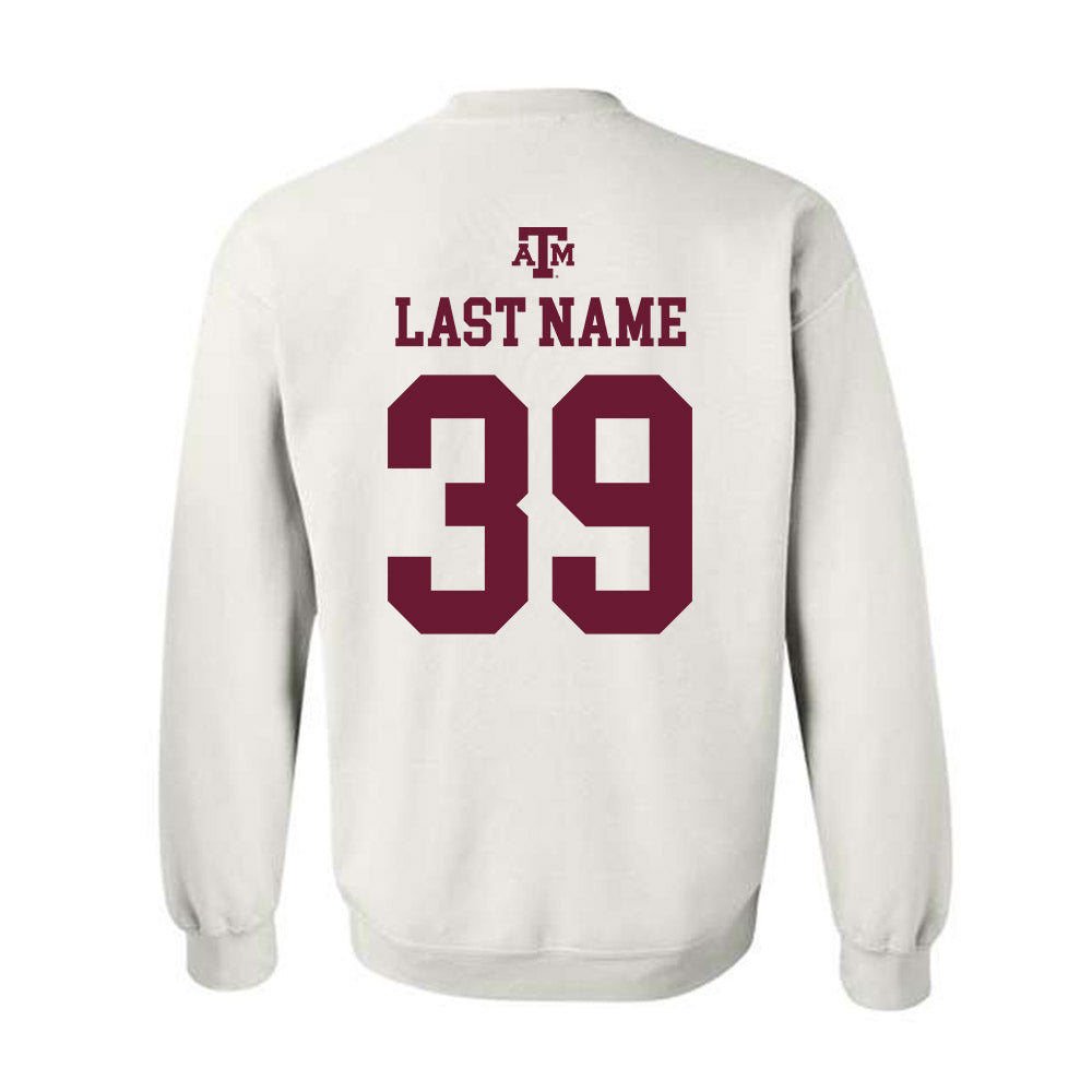 Texas A&M - NCAA Baseball : Ethan Darden - White Out 2026 Crewneck Sweatshirt-1